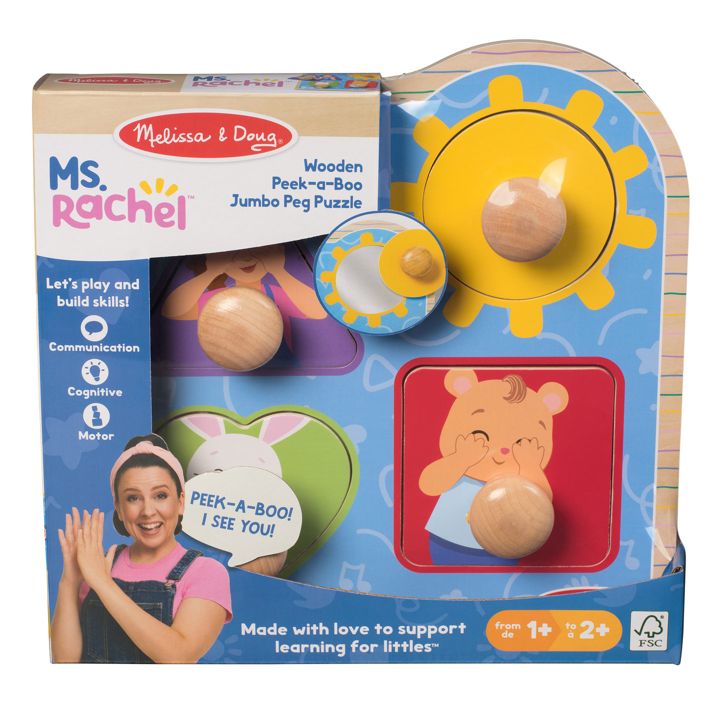 Wooden Peek-A-Boo Jumbo Peg Puzzle